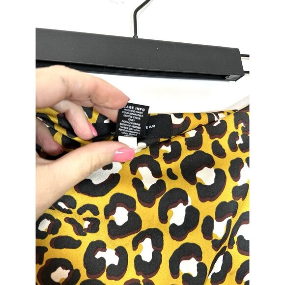 Who What Wear Women Skirt 20W Yellow Animal Print‎ Scarf Hem Cheetah Leopard - Picture 8 of 10